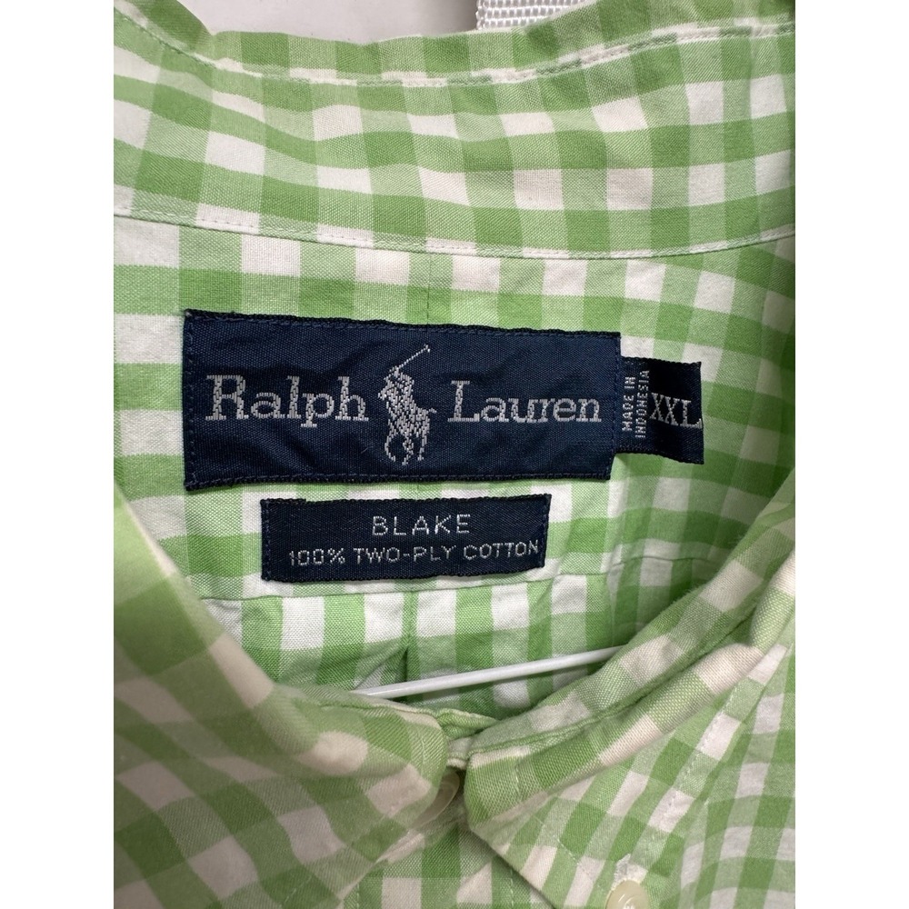 Ralph Lauren Blake Shirt Mens 2XL Green Gingham Relaxed Fit Cotton - Picture 2 of 7